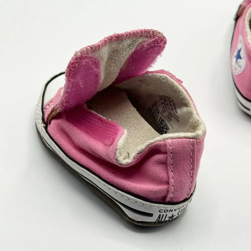 Converse All Star Pink Aplix Crib Shoes - US infant size 1